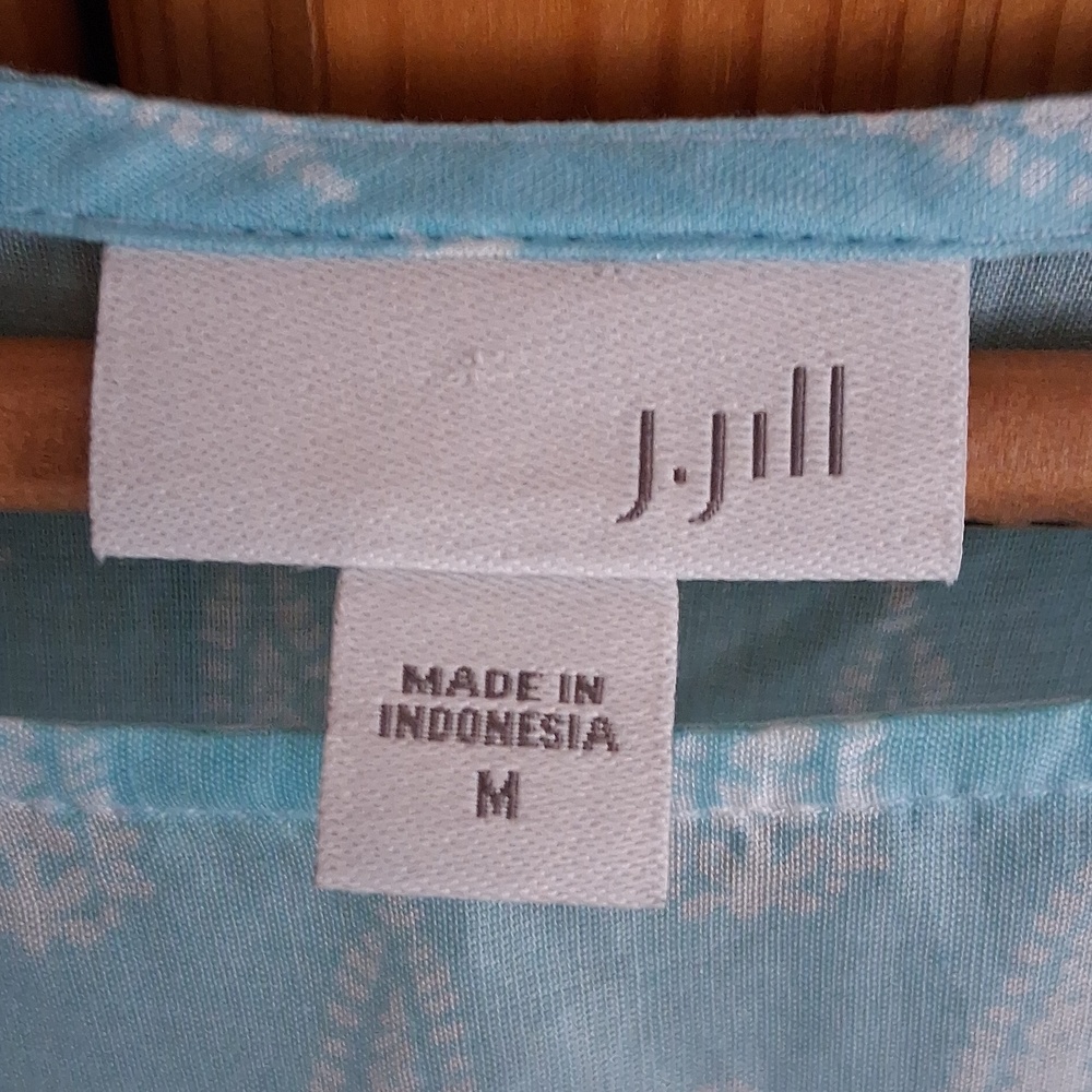 J. Jill Blue Lilac Blue Ombre Pastel Paisley Boho Coastal Tunic Blouse Size M - Picture 6 of 9